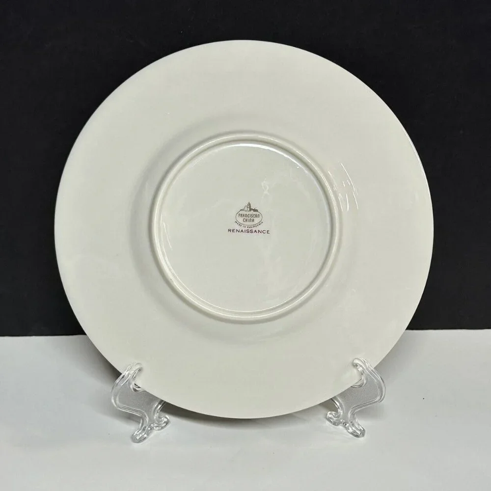 Franciscan Renaissance Grey SAUCER For Footed‎ Soup Bowl Floral Leaves Gold Trim